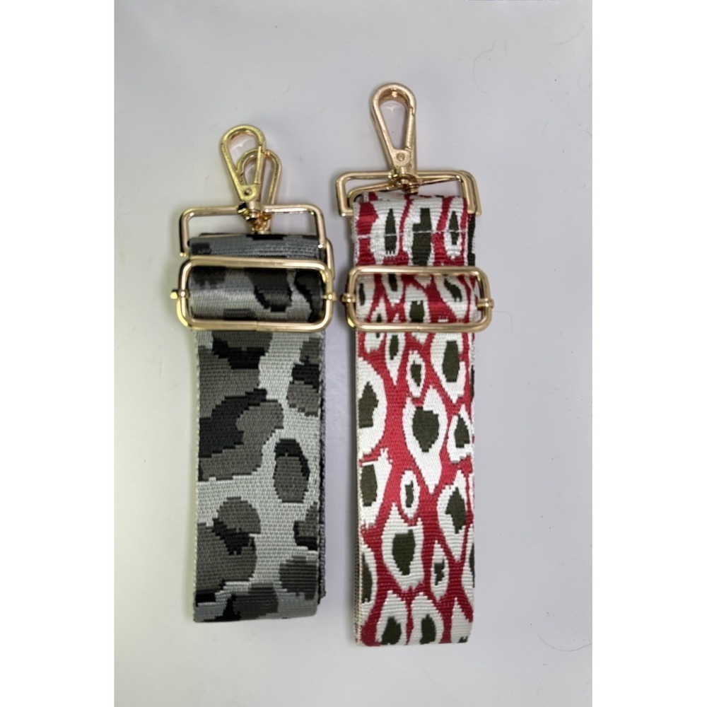 Red/Grey 2" Wide Pair Adjus Replacement Purse Crossbody Strap w/Gold Hardware